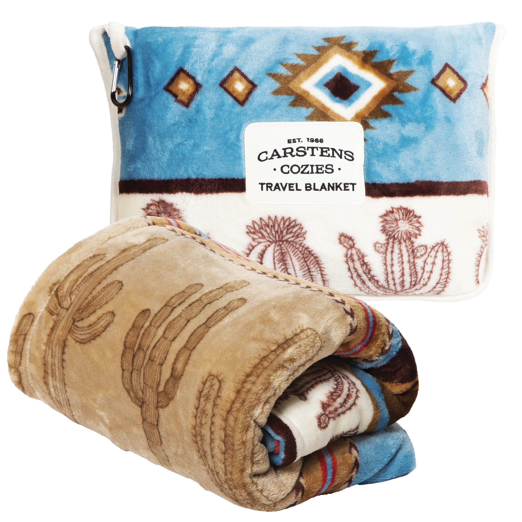 Carstens Western Cactus Travel Blanket, 60 in L, 50 in W, Plush