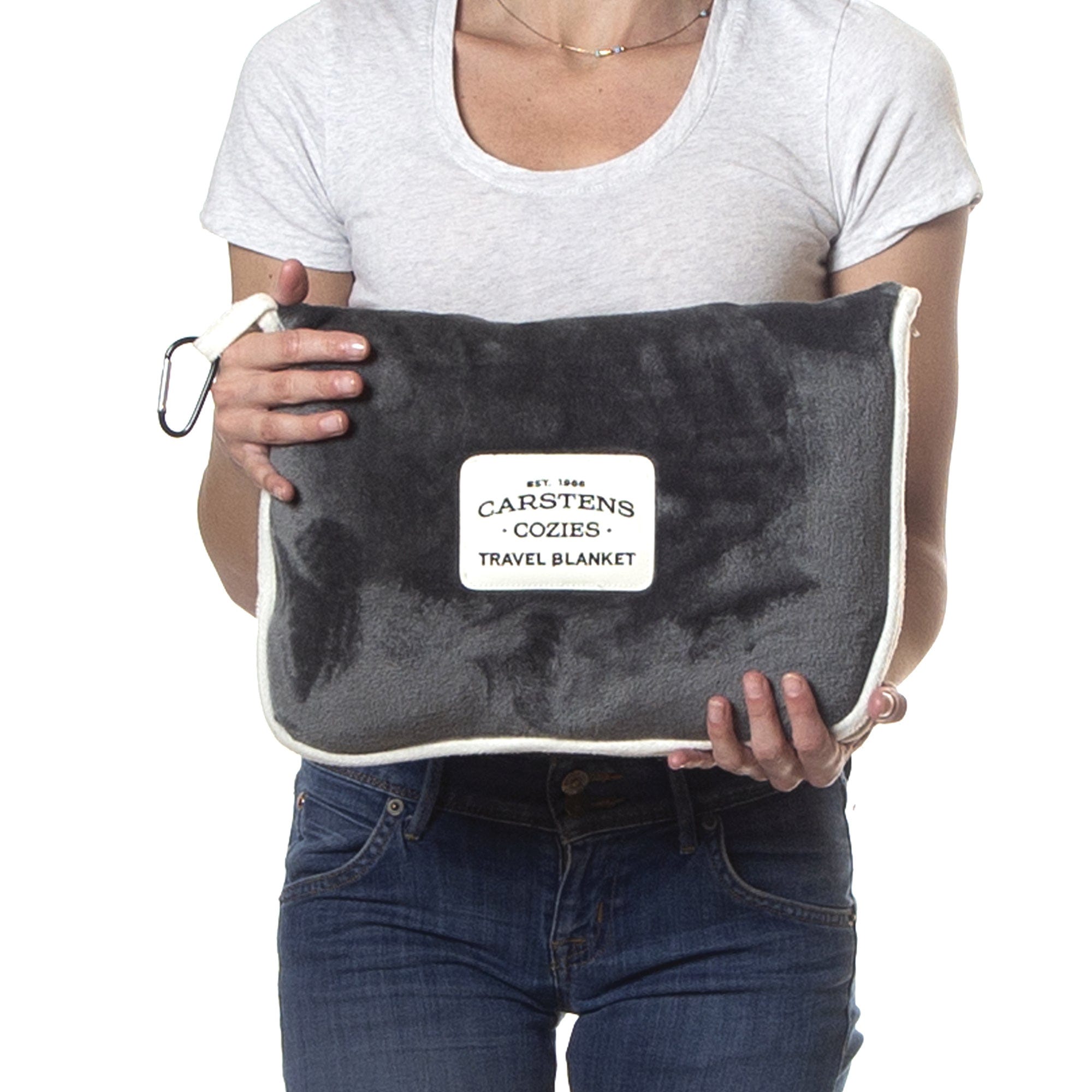 Carstens Charcoal Travel Blanket, 60 in L, 50 in W, Plush