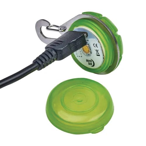 Nite Ize SpotLit PSGSR17-02-R6 Rechargeable Light, Stainless Steel, Green, For: Collars and Harnesses