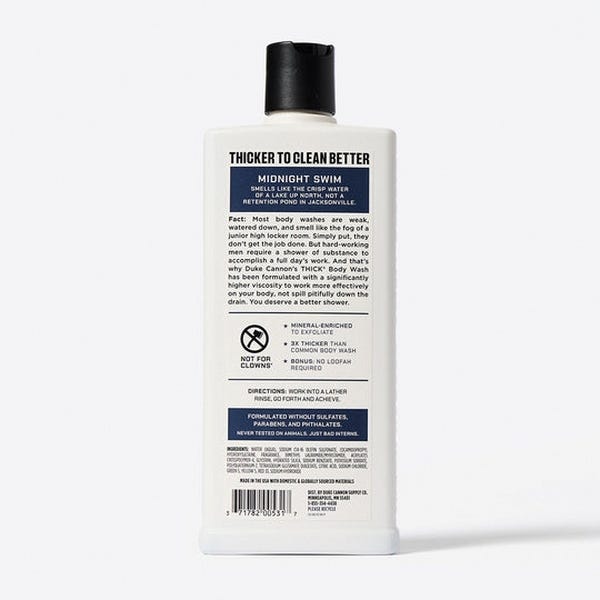Duke Cannon Body Wash, Midnight Swim, 18 oz