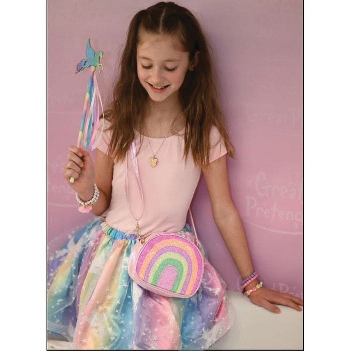 Great Pretenders Purse, Glittery Rainbow Shine, Zipper, Pink