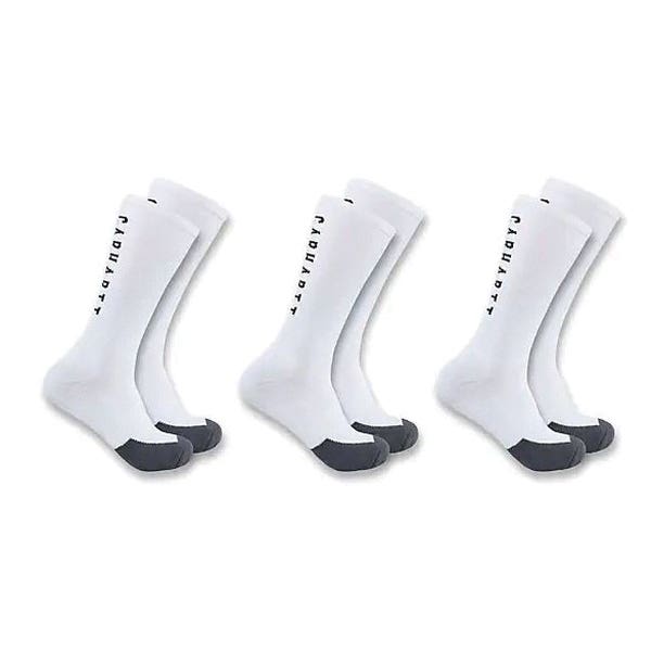 Carhartt Crew Socks, Men's, XL, Elastane/Nylon/Repreve Recycled Polyester, White