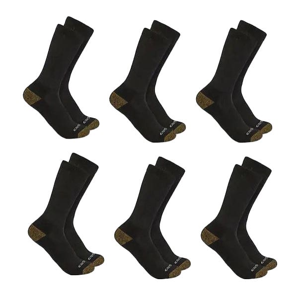 Carhartt Crew Socks, Men's, XL, Elastane/Nylon/Polyester/Polypropylene, Black