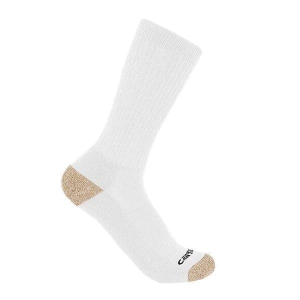 Carhartt Crew Socks, Men's, L, Elastane/Nylon/Polyester/Polypropylene, White