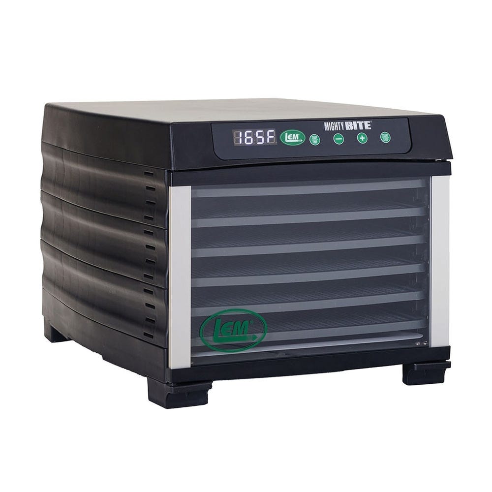 LEM MightyBite Dehydrator, 800 W, 6-Tray, ABS/Polypropylene, Black/Silver, 14.65 in L x 11.7 in W Tray