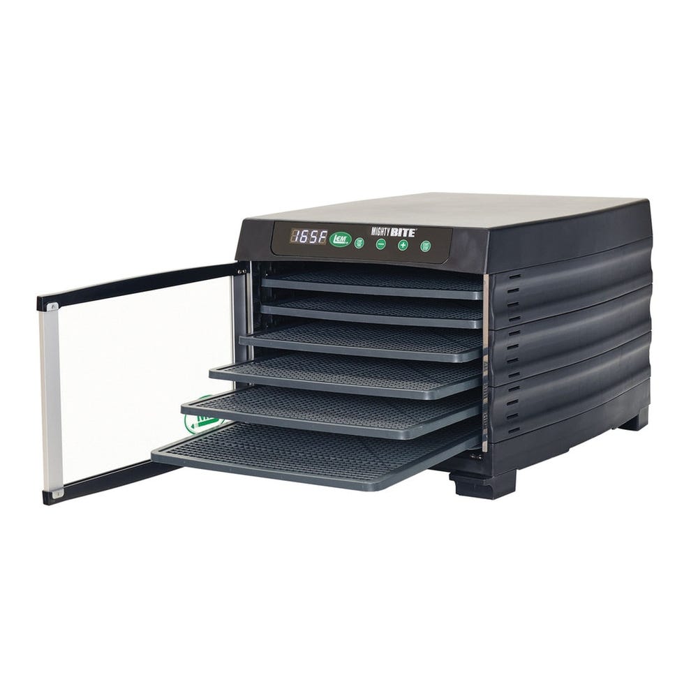 LEM MightyBite Dehydrator, 800 W, 6-Tray, ABS/Polypropylene, Black/Silver, 14.65 in L x 11.7 in W Tray