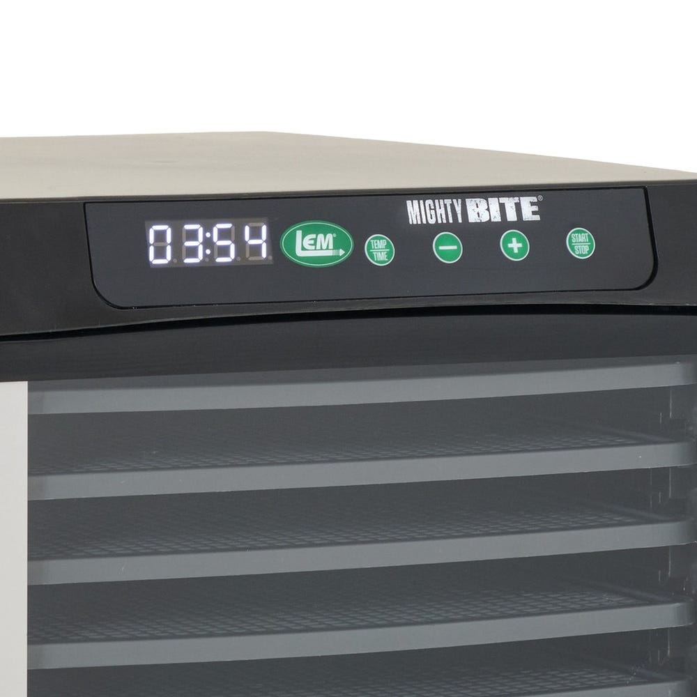 LEM MightyBite Dehydrator, 800 W, 6-Tray, ABS/Polypropylene, Black/Silver, 14.65 in L x 11.7 in W Tray