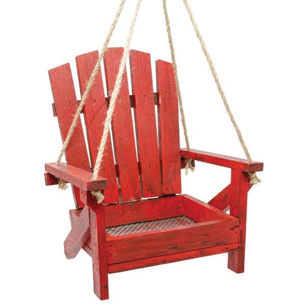 Songbird ESSENTIALS Adirondack Chair Feeder, 0.5 lb, Steel/Wood, Red