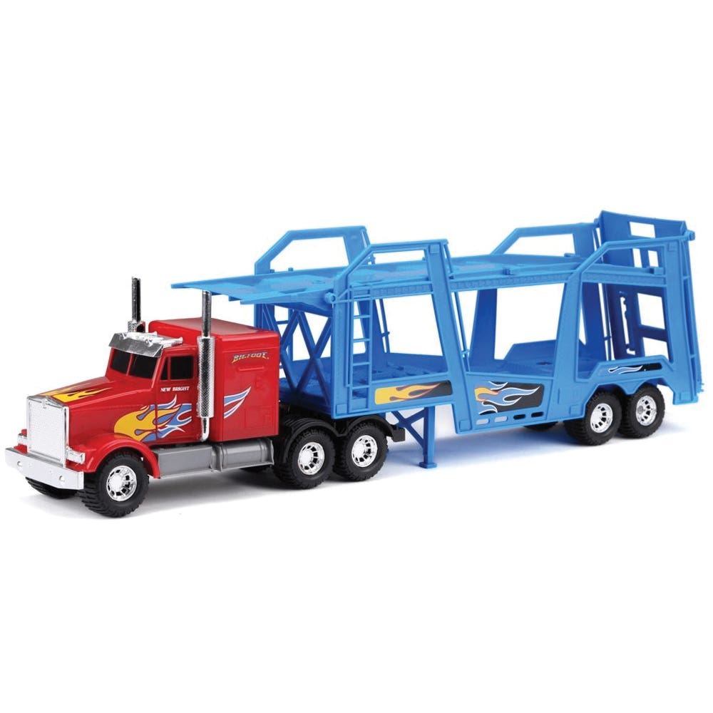 New Bright Freewheeling Truck Hauler Toy Car with Bigfoot Truck, 4 years and Up