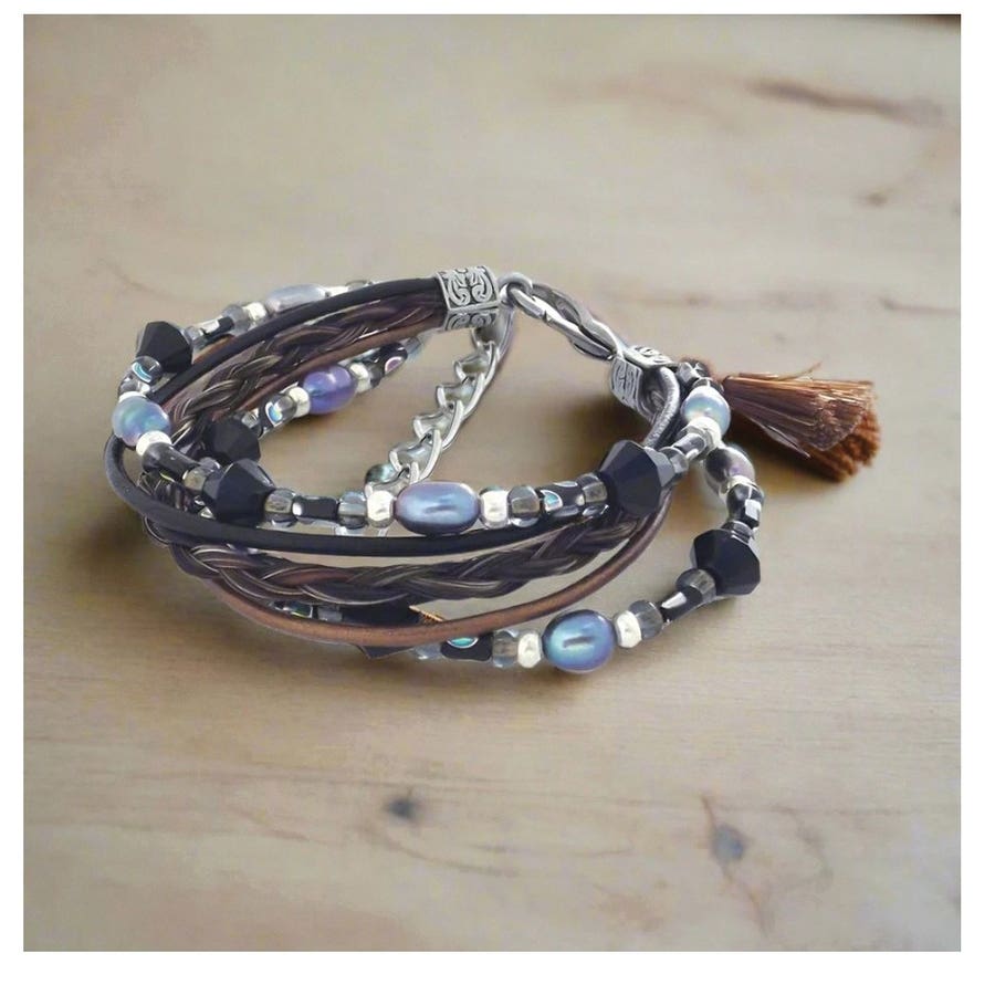 Cowboy Collectibles Stormy Bracelet, Glass/Leather