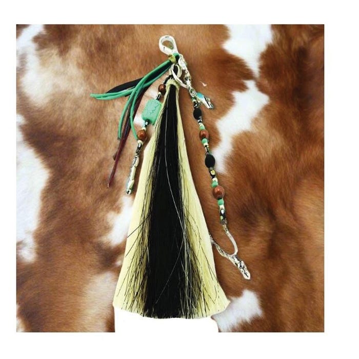 Cowboy Collectibles Chisholm Bag Tassel, Beads/Horse Hair, Black/Gray