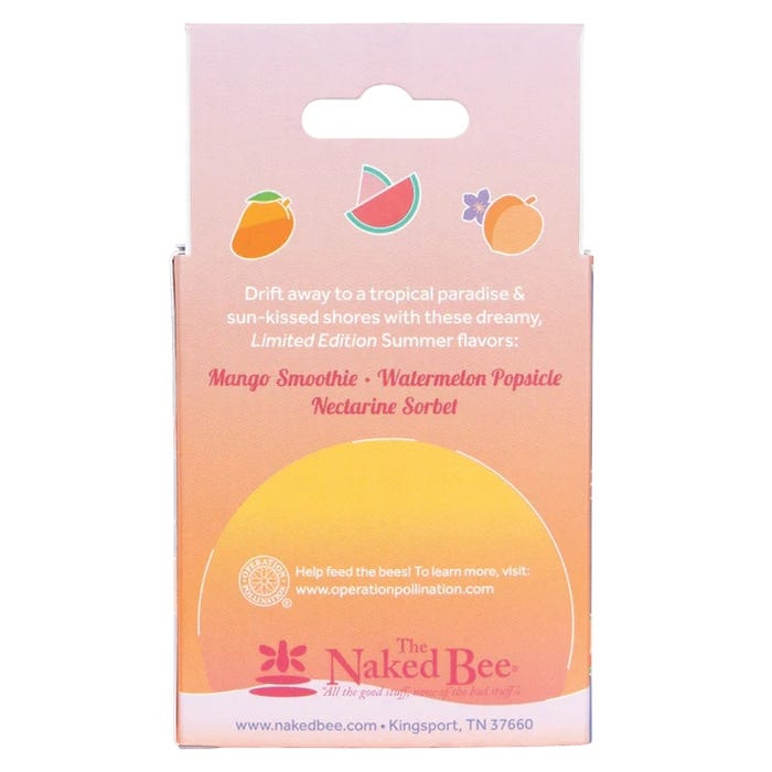 The Naked Bee Tropical Oasis Lip Balm Trio, Mango Smoothie, Watermelon Popsicle, Nectarine Sorbet
