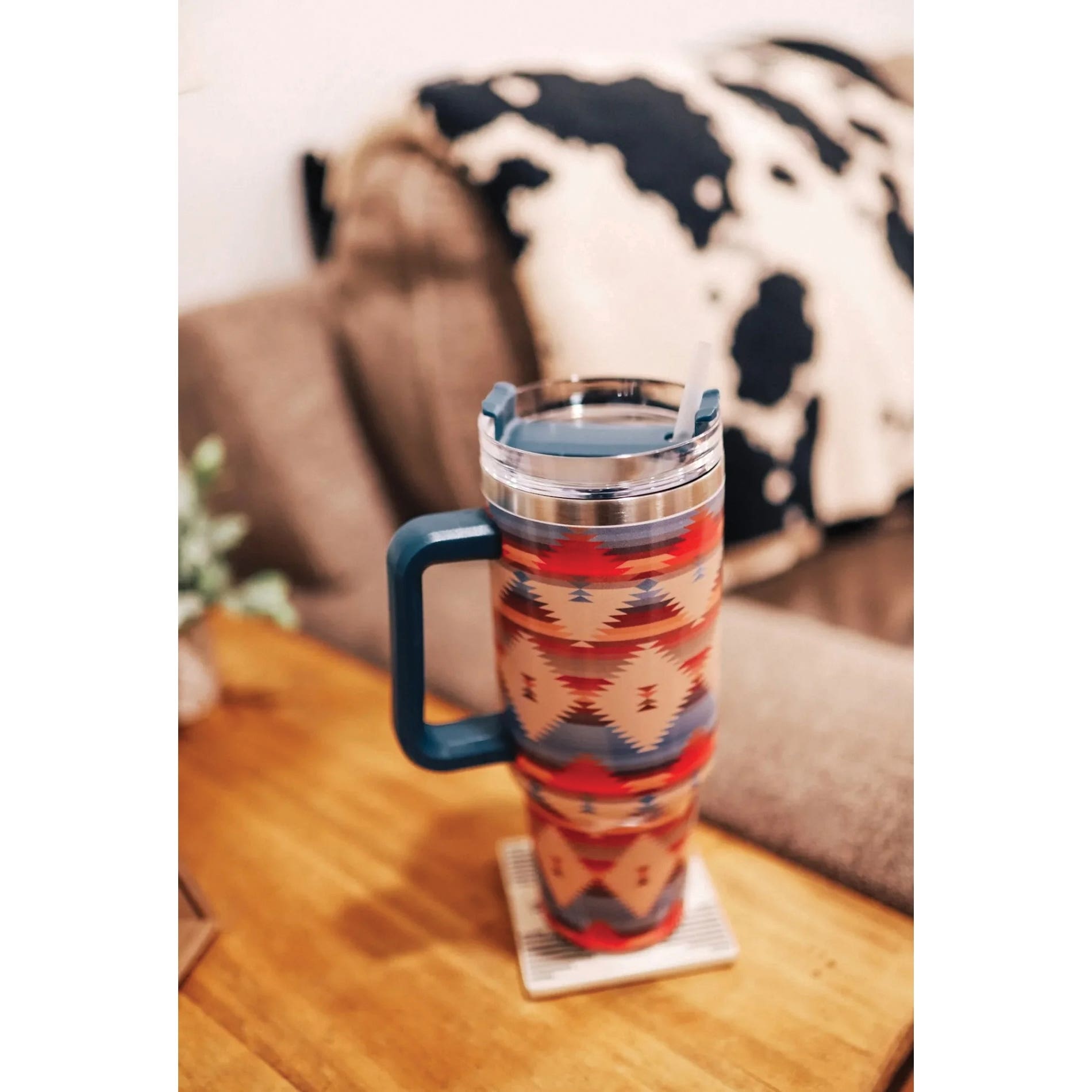MidWestern Merch TMBLR001 Tumbler with Handle, 40 oz, Aztec