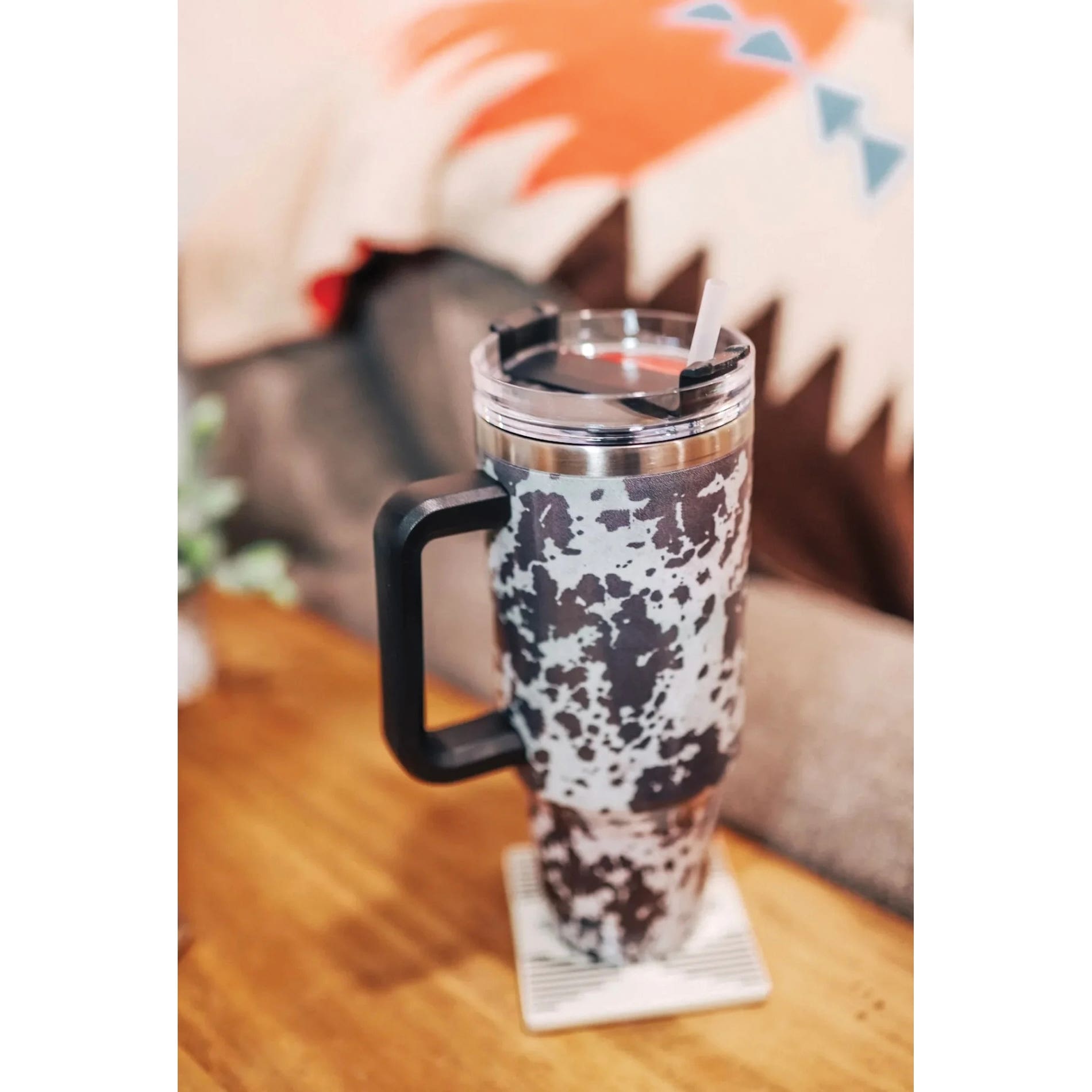 MidWestern Merch TMBLR003 Tumbler with Handle, 40 oz, Black Cowhide