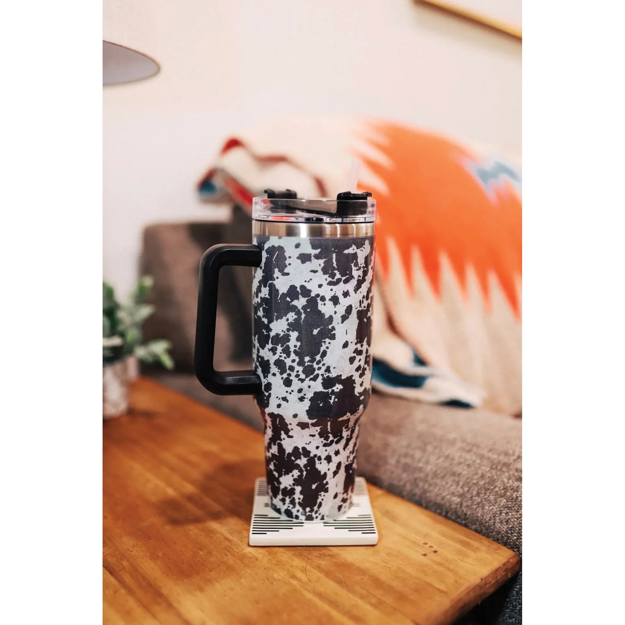 MidWestern Merch TMBLR003 Tumbler with Handle, 40 oz, Black Cowhide