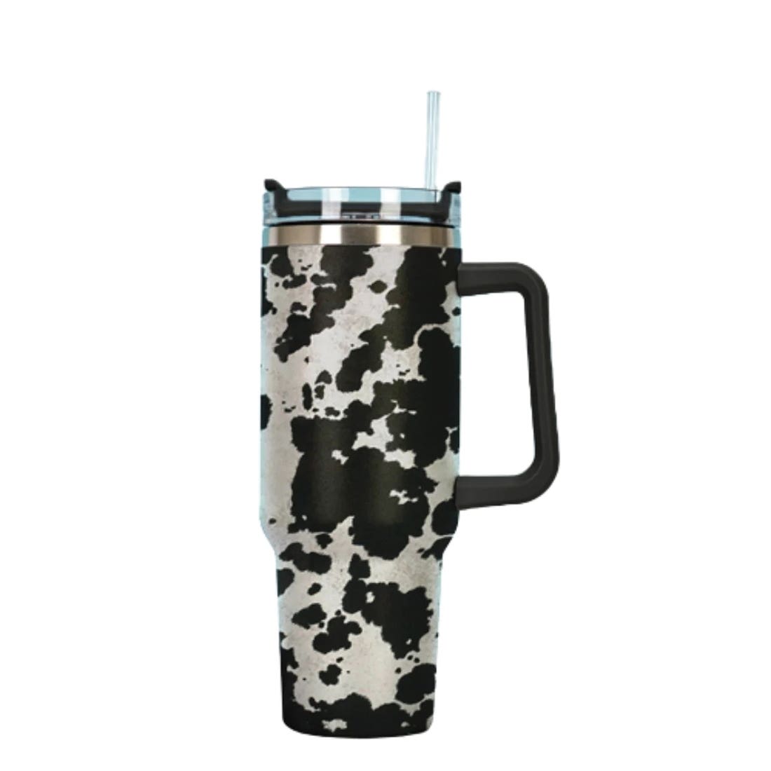 MidWestern Merch TMBLR003 Tumbler with Handle, 40 oz, Black Cowhide