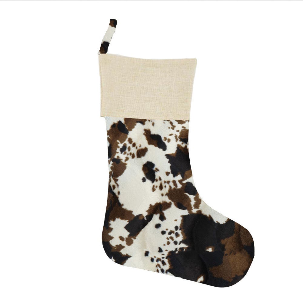 MidWestern Merch STKG002 Cowhide Christmas Stocking, Brown