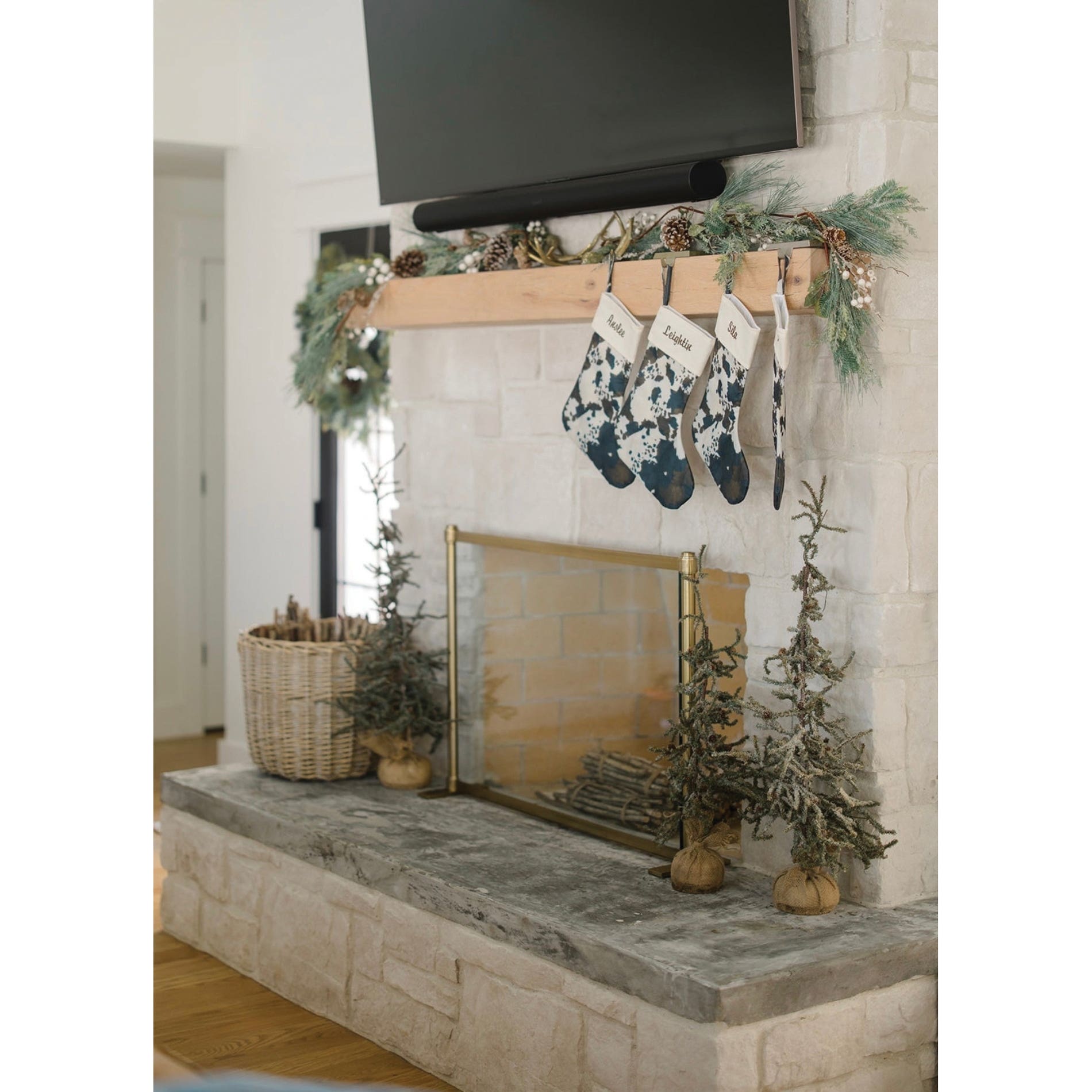 MidWestern Merch STKG002 Cowhide Christmas Stocking, Brown