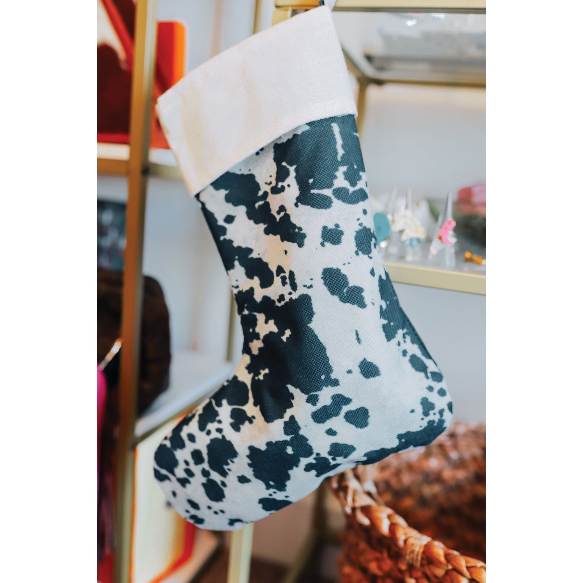 MidWestern Merch STKG003 Cowhide Christmas Stocking, Black