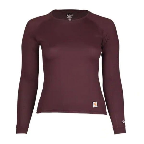 Carhartt Force Series UM0197W-L Base Layer Top, L, Polyester Waffle Knit, Carhartt Burgundy, Fits to Chest Size: 40 in