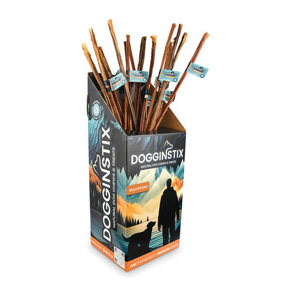 Dogginstix BS30IND Natural Dog Chew and Treat, Cane Bully Stick, 2.8 to 3.8 oz
