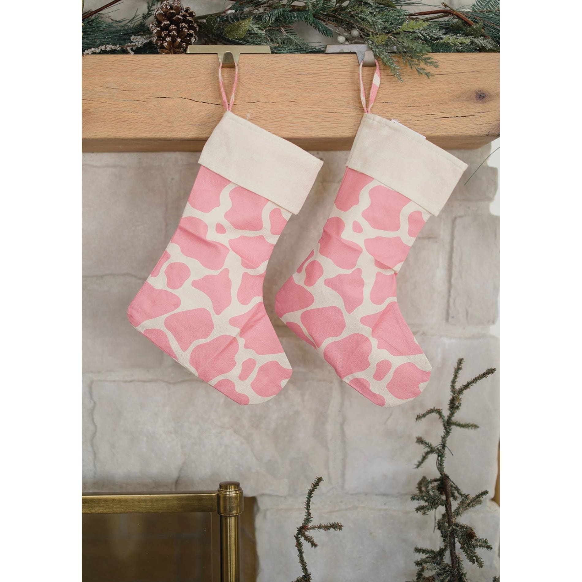 MidWestern Merch STKG006 Cowhide Christmas Stocking, Pink