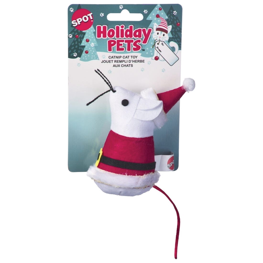 Spot 52218 Cat Toy, 4 in, Holiday Mouse, Assorted