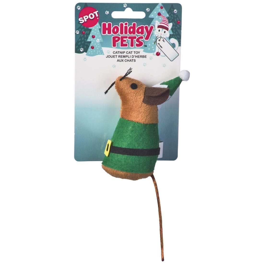 Spot 52218 Cat Toy, 4 in, Holiday Mouse, Assorted