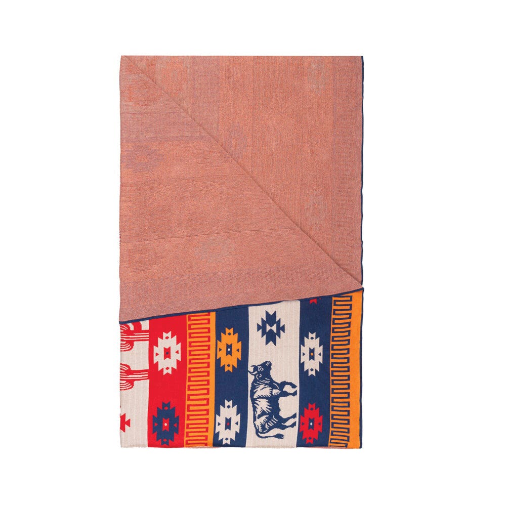 Myra Bag S-11457 Throw Blanket, 60 in L, 50 in W, Great Plains Legacy Pattern, Cotton, Blue