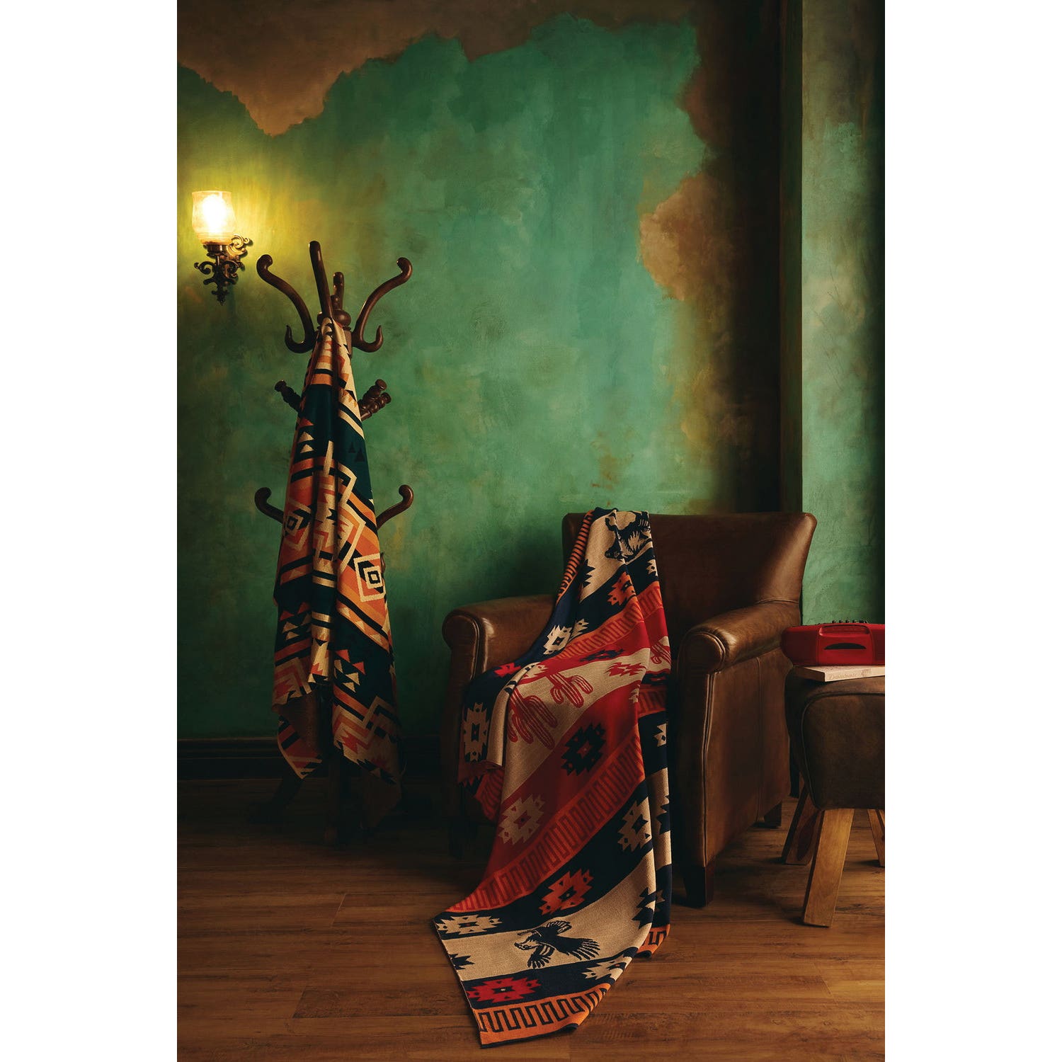 Myra Bag S-11457 Throw Blanket, 60 in L, 50 in W, Great Plains Legacy Pattern, Cotton, Blue