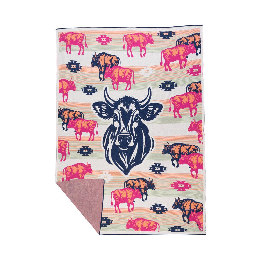 Myra Bag S-11452 Throw Blanket, 60 in L, 50 in W, Ruby the Cow Pattern, Cotton