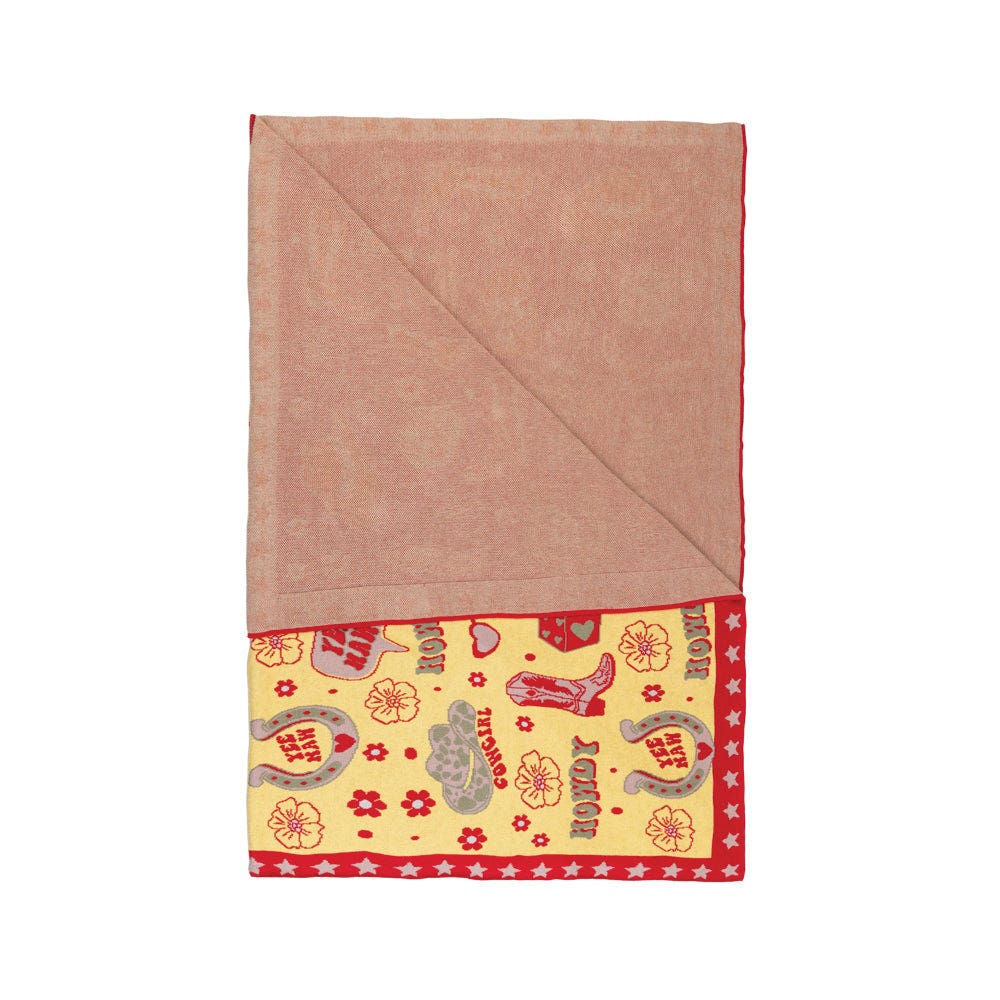Myra Bag S-11460 Throw Blanket, 60 in L, 50 in W, Howdy and Yeehaw Ya'll Pattern, Cotton