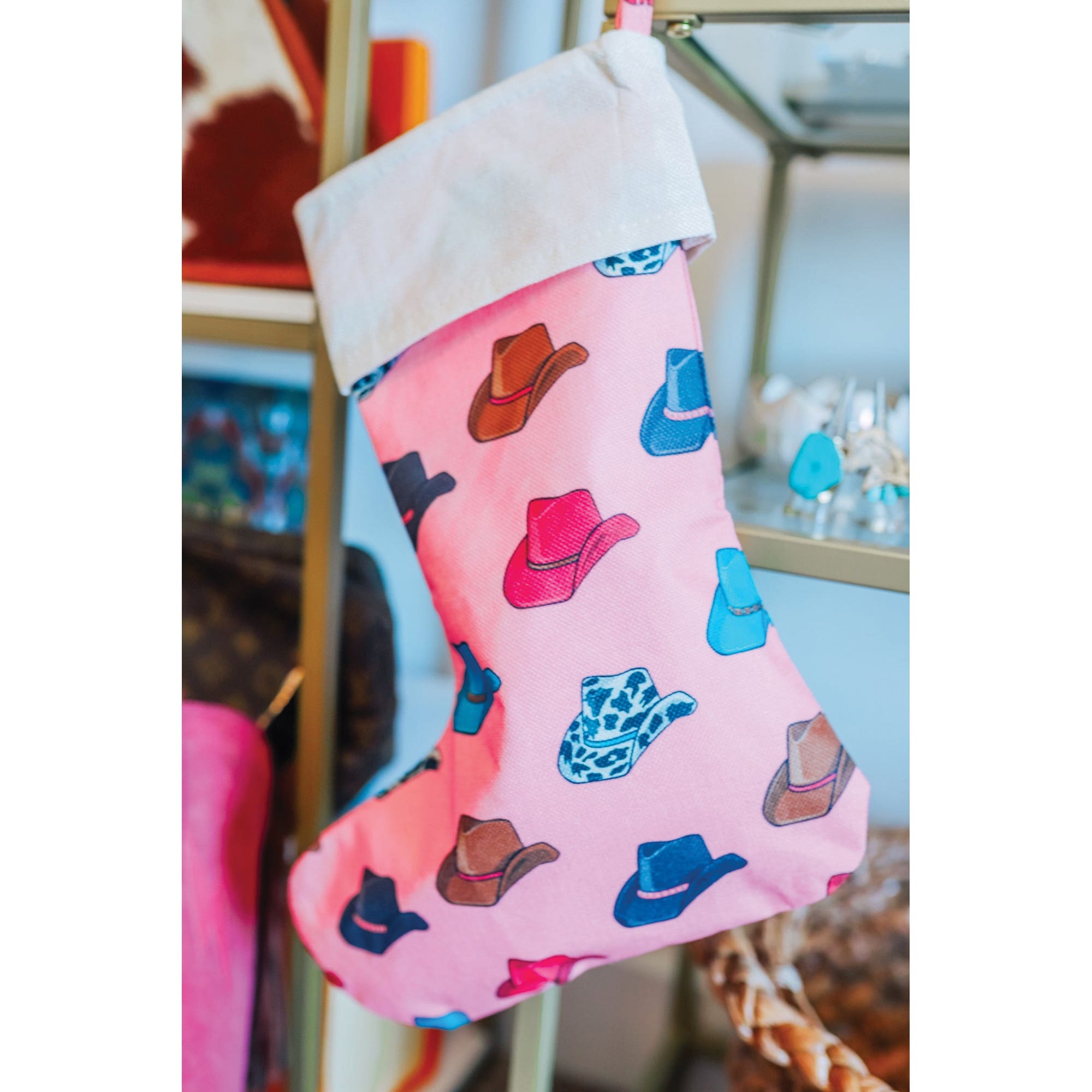 MidWestern Merch STKG007 Cowboy Christmas Stocking, Pink