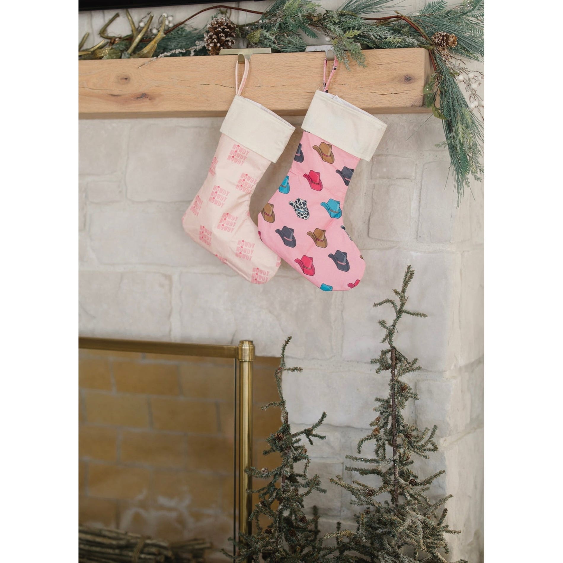 MidWestern Merch STKG007 Cowboy Christmas Stocking, Pink