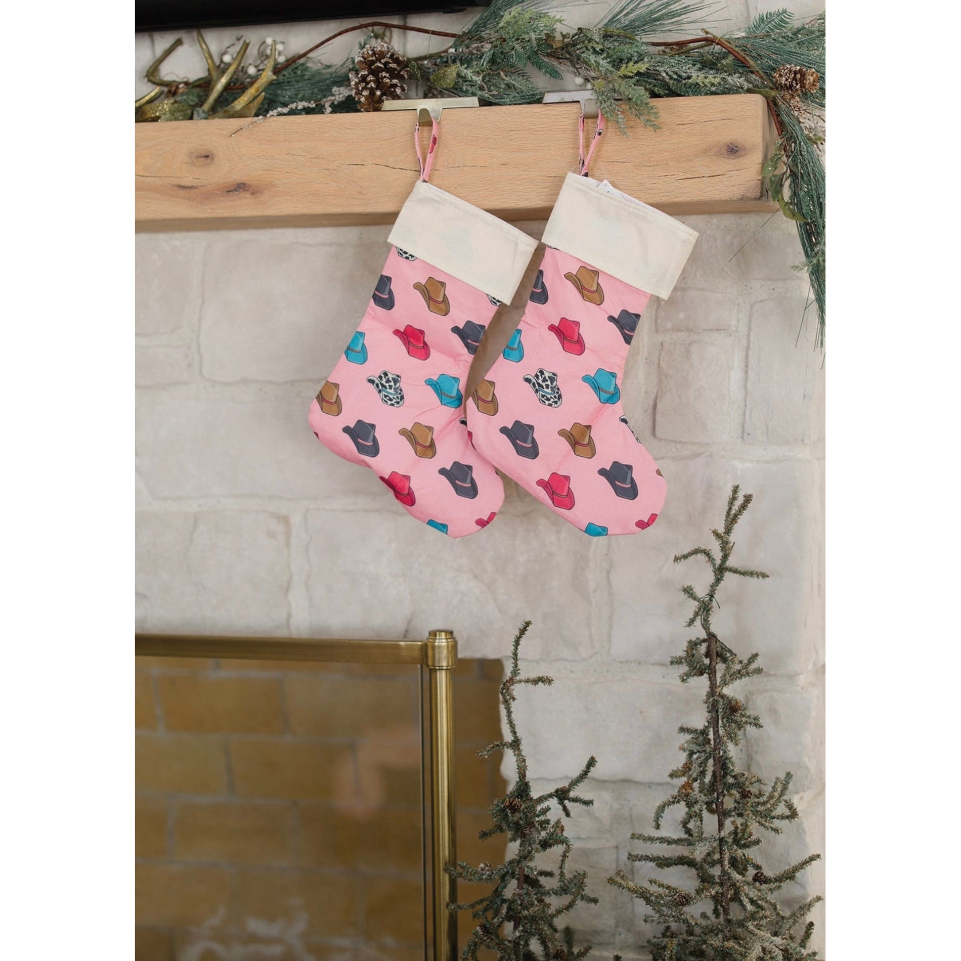 MidWestern Merch STKG007 Cowboy Christmas Stocking, Pink