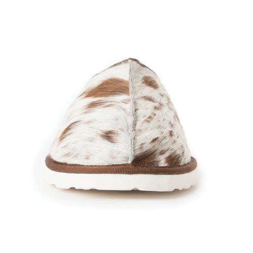 Myra Bag Swift Ridge House Series S-11998-7 Slippers, 7, Brown/White, Cowhide/Hairon