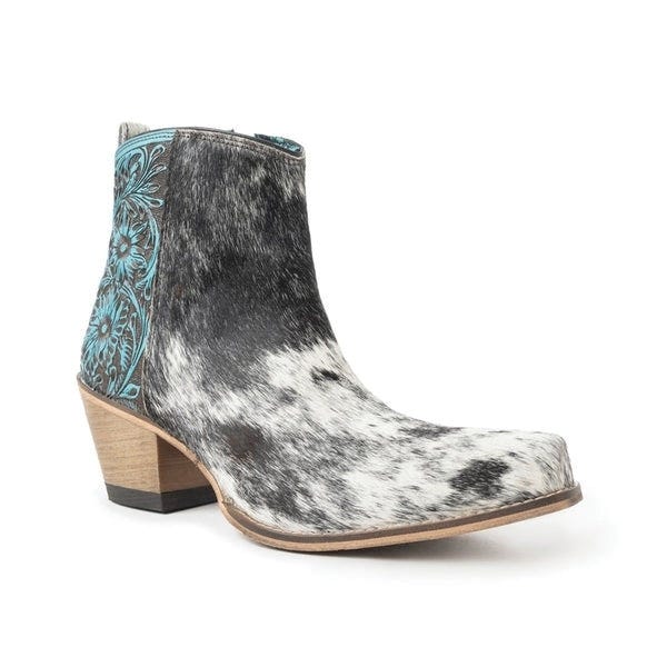 Myra Bag Reyna Ridge Series Women's Boots, 8, Natural White Hide, Black/White, Hairon/Leather