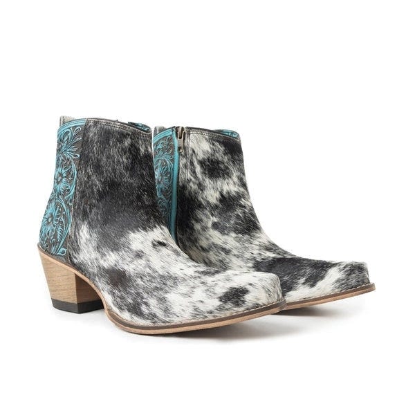 Myra Bag Reyna Ridge Series Women's Boots, 10, Natural White Hide, Black/White, Hairon/Leather