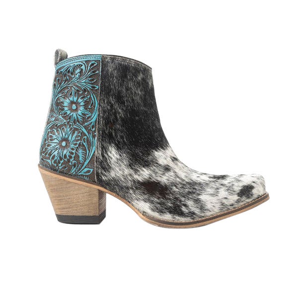 Myra Bag Reyna Ridge Series Women's Boots, 11, Natural White Hide, Black/White, Hairon/Leather