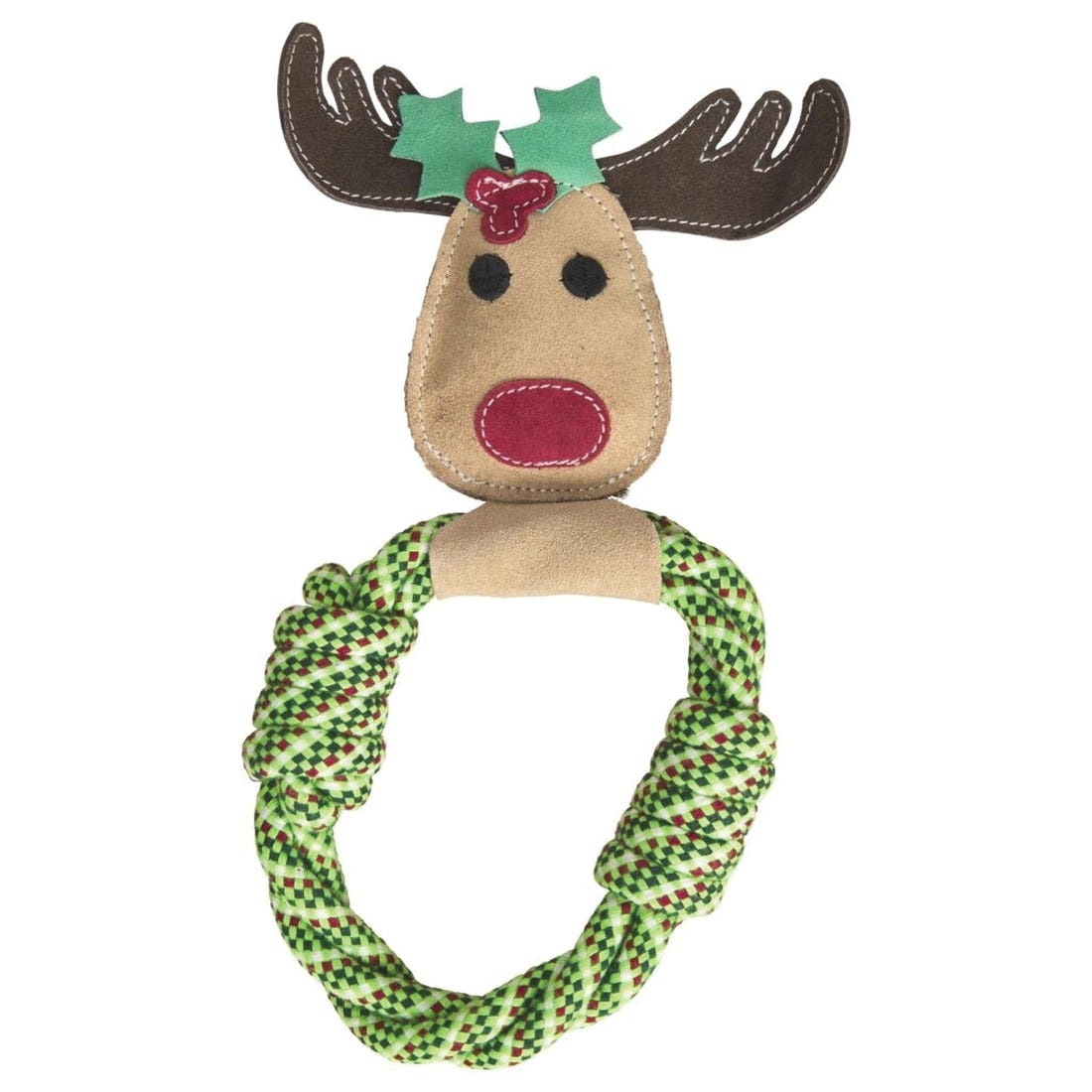 Spot 54936 Dog Toy, 11 in, Squeaker, Holiday Dura Fuse Reindeer, Assorted