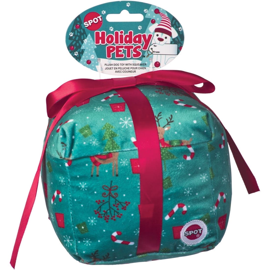 Spot 54937 Dog Toy, 5 in, Squeaker, Holiday Presents, Assorted