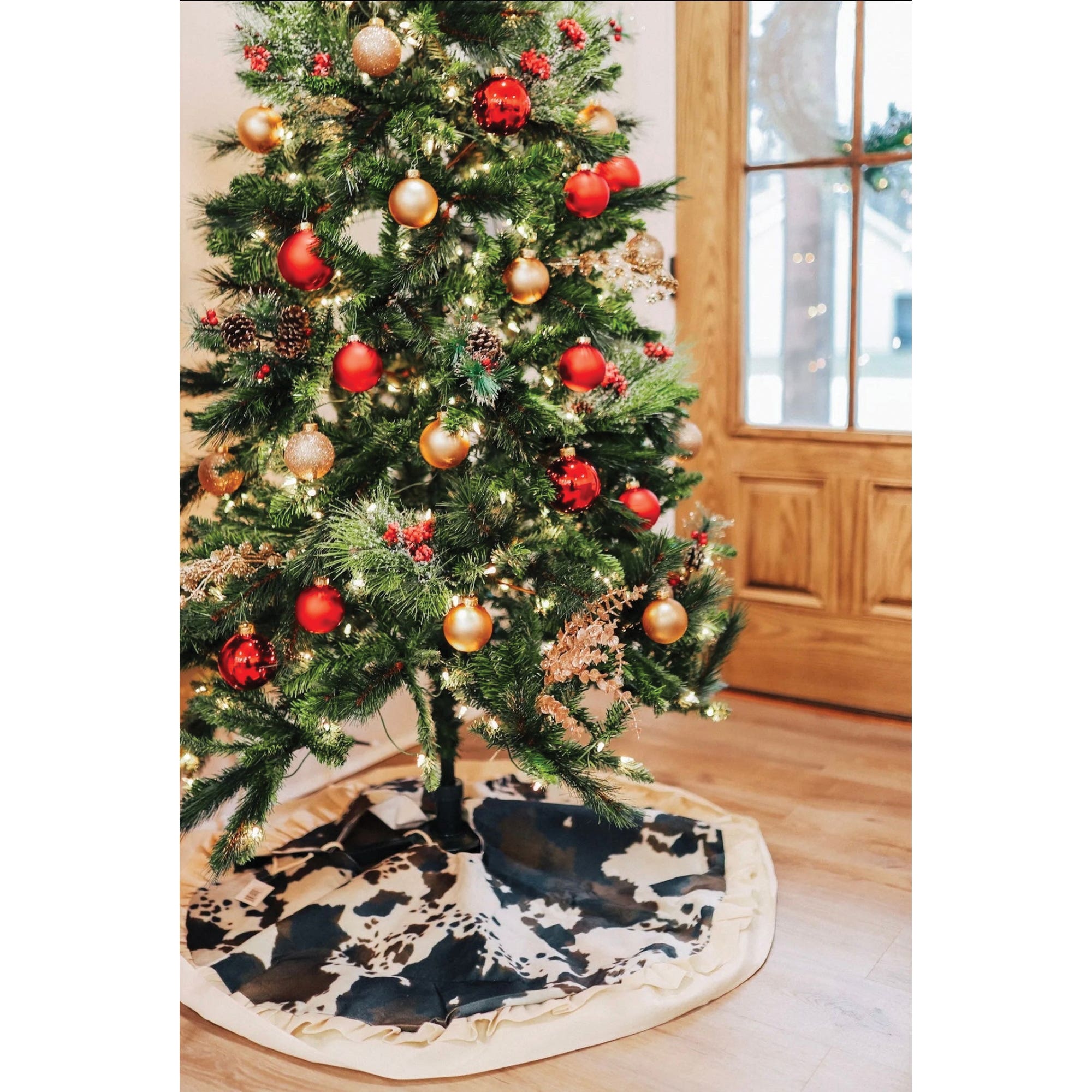 MidWestern Merch TRESKT002 Cowhide Christmas Tree Skirt, 48 in W, Brown
