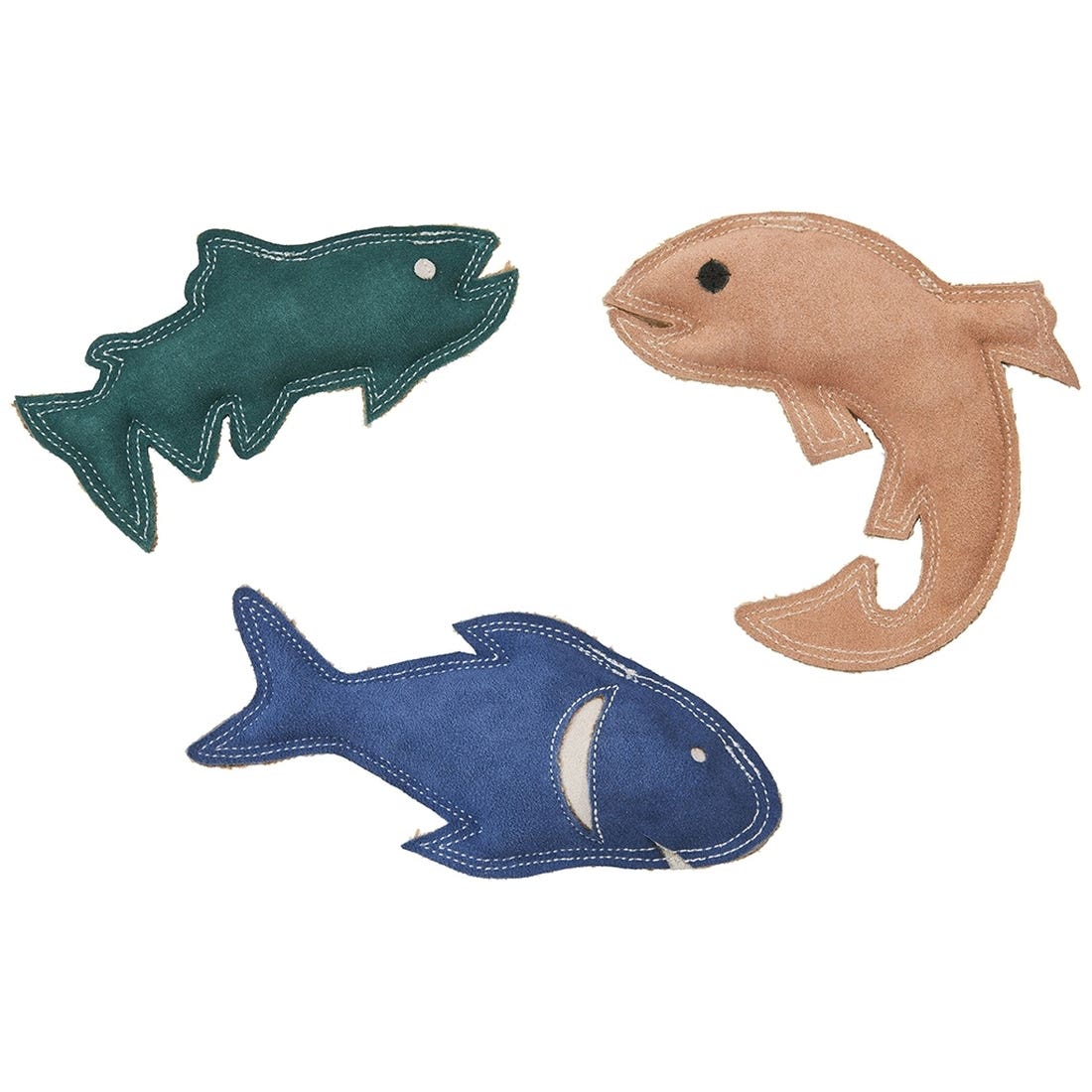 Spot Dura-Fused 54804 Dog Toy, 7 in, Squeaker, Fish, Jute/Leather, Assorted