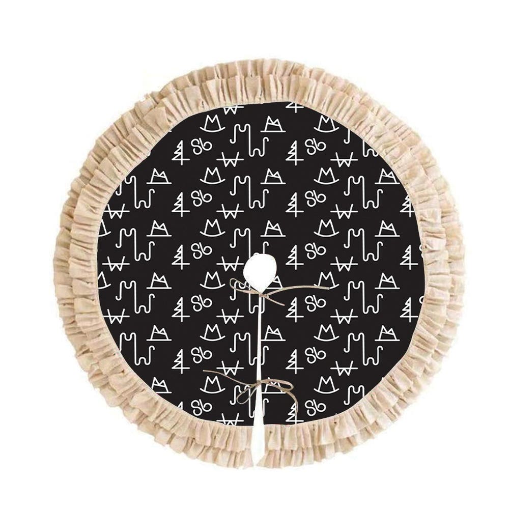 MidWestern Merch TRESKT004 Brand Christmas Tree Skirt, 48 in W, Black