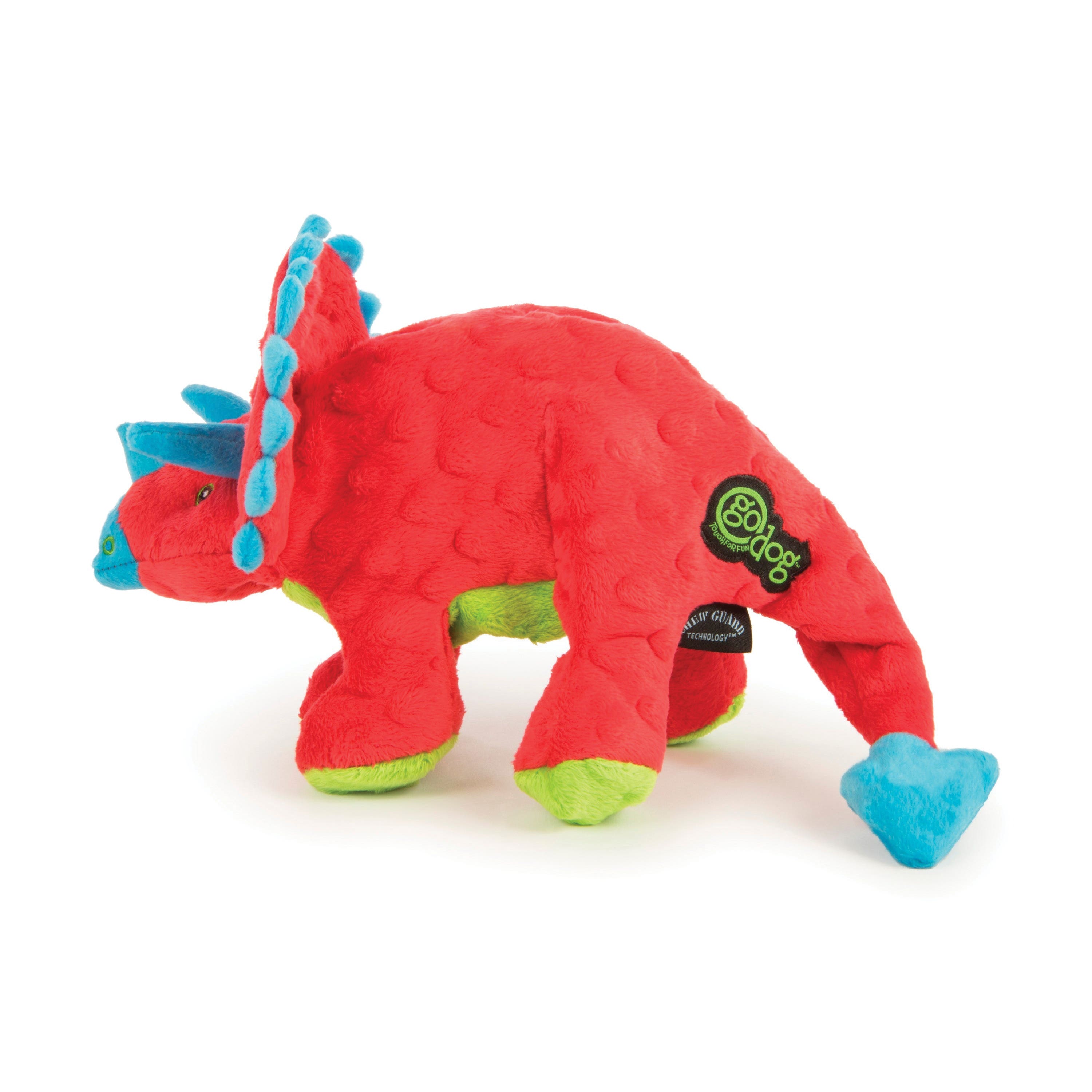godog 70989-98987-024 Dog Toy, L, Plush, Squeaker, Dinos Frills, Red