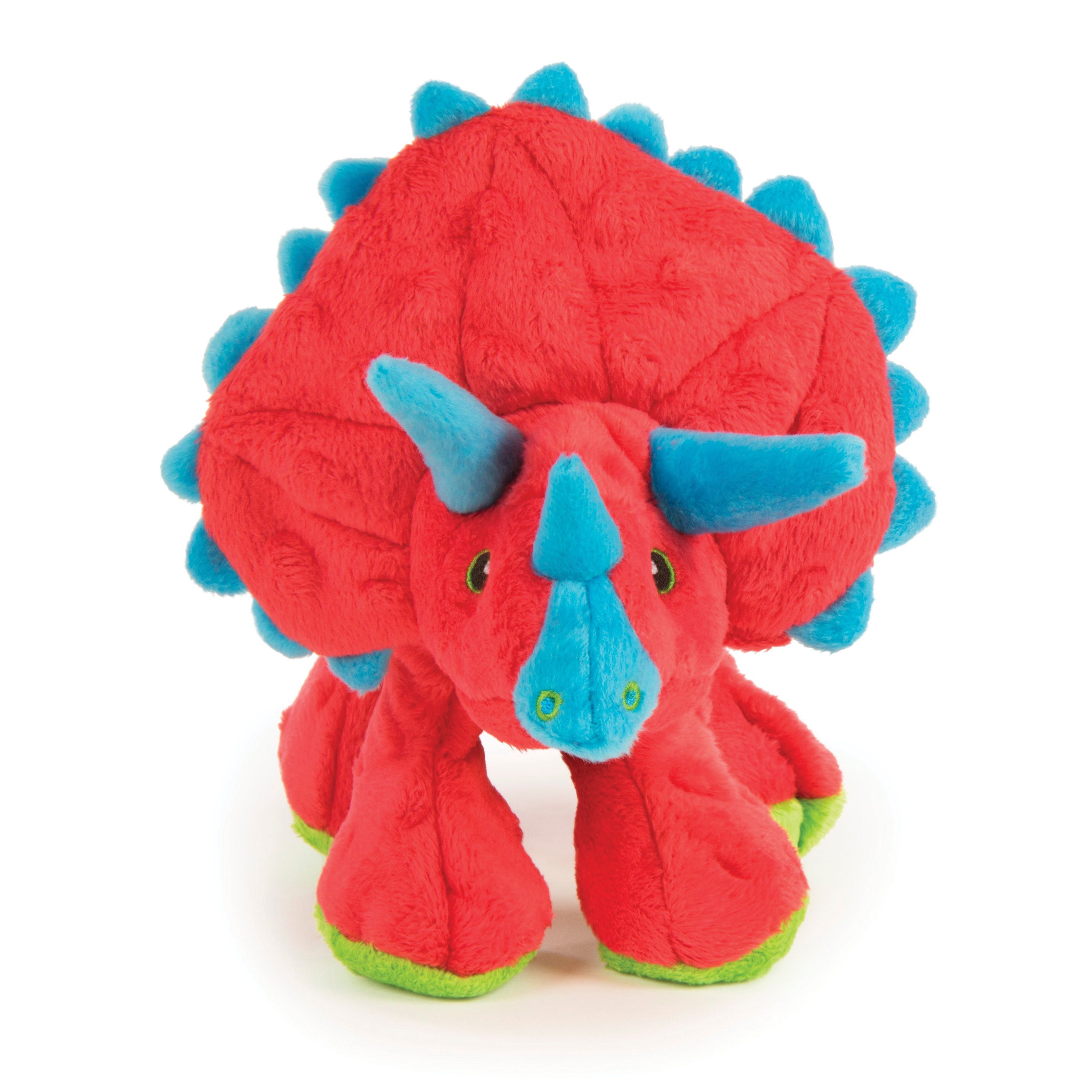 godog 70989-98987-024 Dog Toy, L, Plush, Squeaker, Dinos Frills, Red