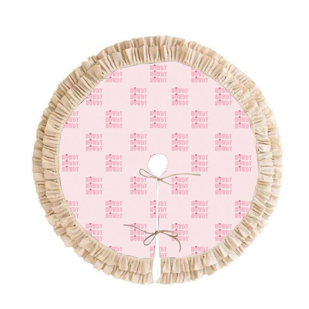 MidWestern Merch TRESKT005 Howdy Christmas Tree Skirt, 48 in W, Pink