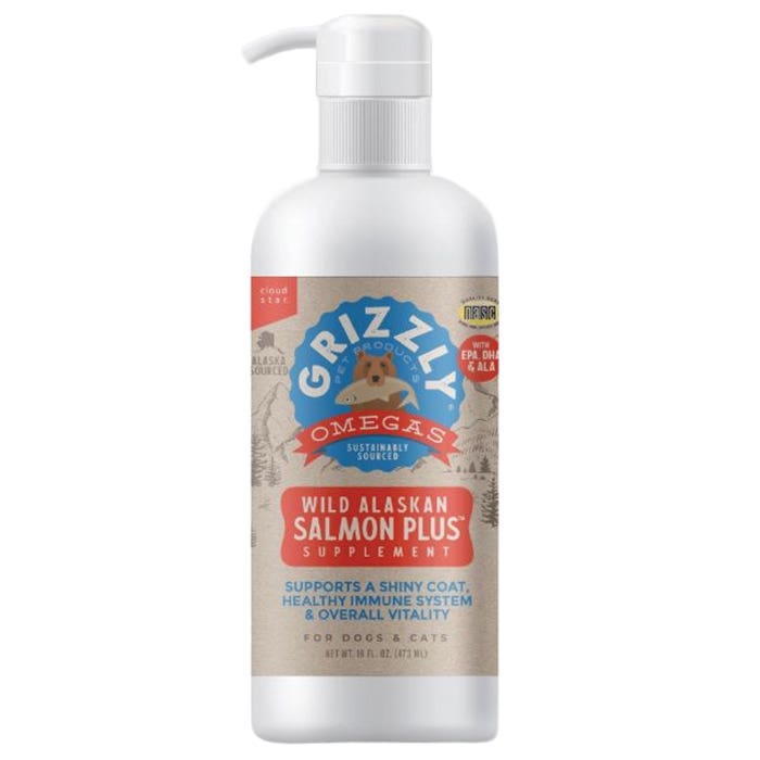 Grizzly 11GSP16 Salmon Plus Dog and Cat Supplement, 16 oz Bottle