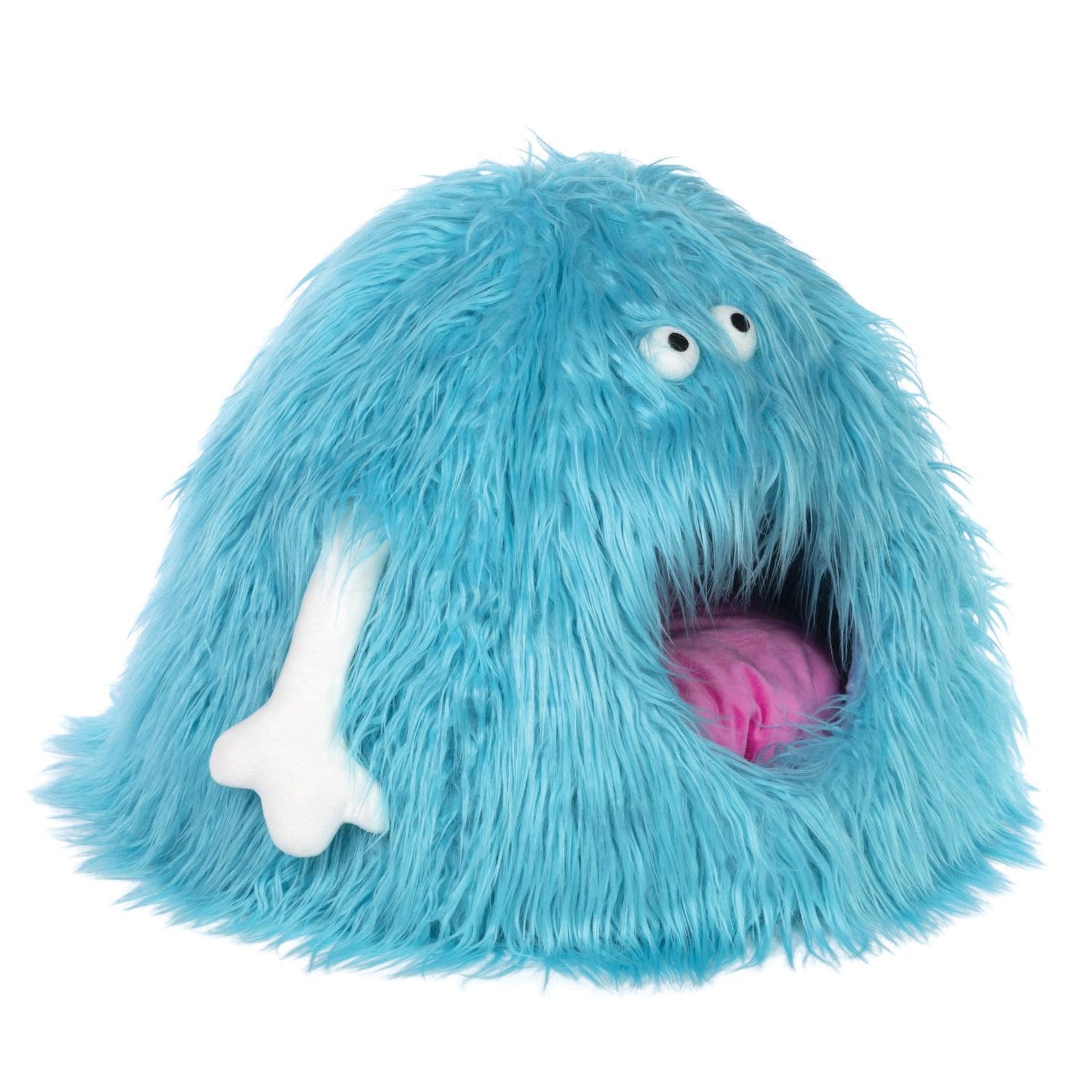 Prevue Pet Products 7604 Comfy Monster Hideaway Pet Bed, 7-1/2 in Dia, 21 in L, 20 in W, Plush Fabric, Blue, Spot Clean