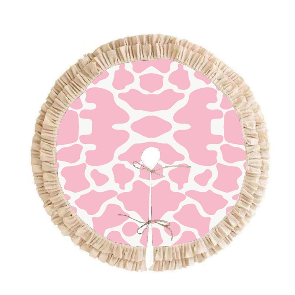 MidWestern Merch TRESKT007 Cowboy Hat Christmas Tree Skirt, 48 in W, Pink